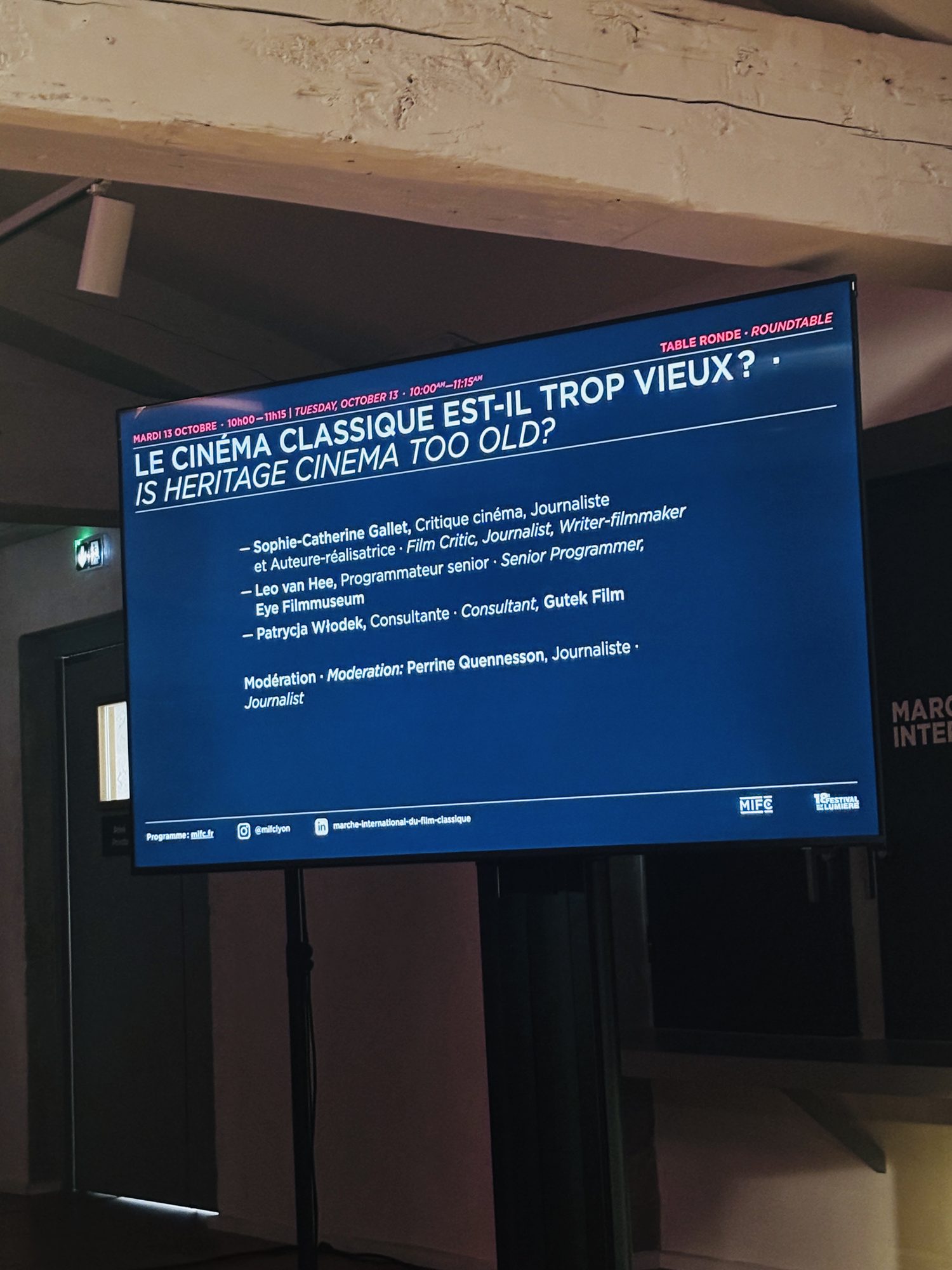 mifc-2026-table-ronde-cinema-classique-trop-vieux Screen announcing the roundtable “Is heritage cinema too old?”